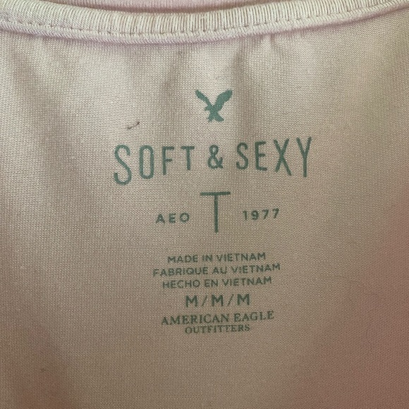 5/$25 American Eagle Dusty Pink Soft and Sexy tee - Picture 3 of 3